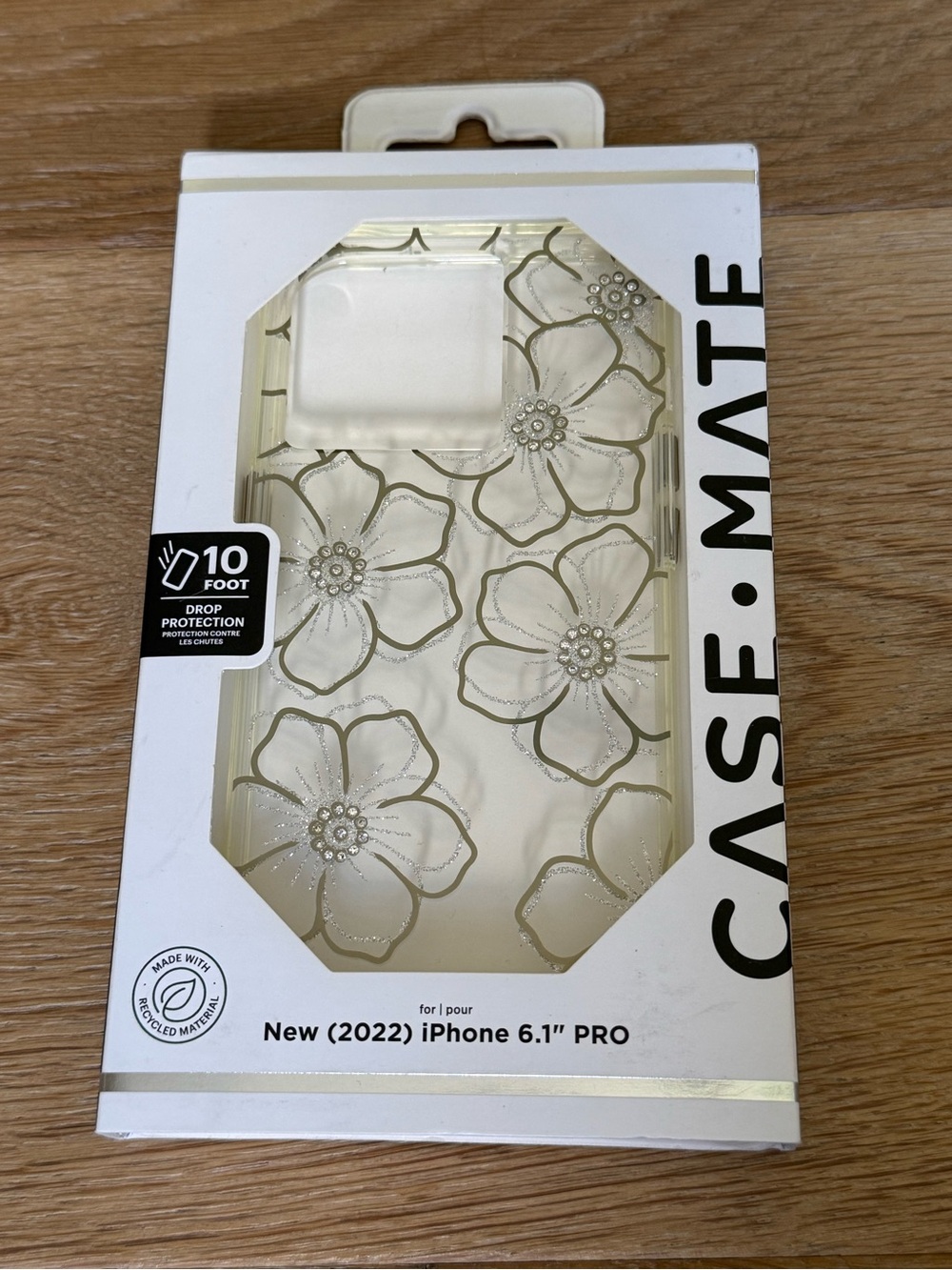 New CASE-MATE iPhone 6.1" PRO 2022 Case Gold Silver flower